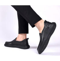 Zapatos casuales de cuero de los hombres de la cabeza redonda de primavera diario de cuero zapatos de los hombres de un pedal antideslizante mocasines de primera capa de cuero de vaca papá zapatos - details 13