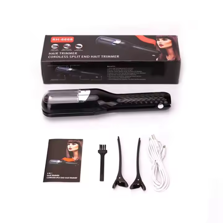 Removedor de recortador de puntas abiertas para el cabello, reparación de cabello dañado, tratamiento para el cuidado del cabello, corte de cabello inalámbrico recargable, negro - 1