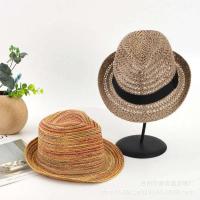 Sombreros de paja de Jazz de verano para mujer, sombrero para el sol tejido transpirable colorido, gorra cubana para hombre, ucky plegable - details 0