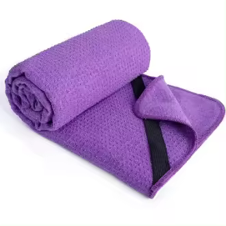 Esterilla de yoga de microfibra con agarre de silicona antideslizante y correas elásticas de ajuste seguro, 61 x 183 cm (púrpura) - 1