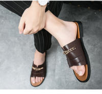 Fregona fresca y transpirable para hombre, cubierta de cuero informal británica, zapatillas para pies, versión coreana, fregona de una pieza a la moda, novedad de 2022 - details 12