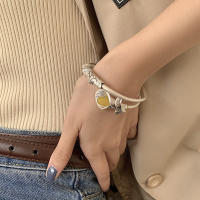 Pulsera de mujer vintage tailandesa, pulsera de plata con flor, circunferencia ajustable de 17 cm, hecha a mano. - details 1