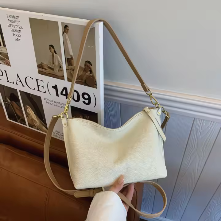 Bolso tote de cuero genuino de grano superior para mujer - Bolso convertible de hombro y bandolera |   Diseño minimalista y elegante, bolso premium para desplazamientos diarios, trabajo y viajes |   Transporte multidireccional: mano, hombro, muñeca |   Al - 1