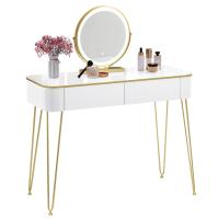 Tocador, escritorio de tocador con espejo, luz LED, iluminación ajustable de 3 niveles, mesa de maquillaje y cosméticos, cajones grandes, escritorio - details 2