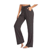 Pantalones deportivos de algodón para mujer, pantalones rectos de pierna ancha, cintura elástica con cordón, talla grande, primavera y verano, 5XL, 4XL, - details 1