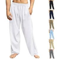 Pantalones de lino y algodón holgados para hombre, estilo casual, color sólido, tallas grandes S-3XL, verano 2024 - details 1