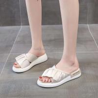 Sandalias planas de alta calidad con borde en forma de abanico, cuña alta, Eva, PVC, color nude, precio bajo - details 1