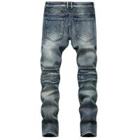 Nuevos pantalones vaqueros de motociclista Vintage de retazos para hombre, pantalones vaqueros de ciclismo elásticos rectos ajustados de Hip Hop, pantalones de calle de moda para hombre - details 1