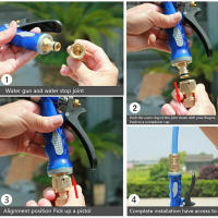 Conector de Agua de Jardín Adaptador de Manguera de Latón Recubierto 1/2" Conector de Giro Rápido Drip Irrigación Sistema de Acople de Manguera de Cobre - details 0