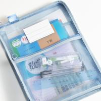 Bolsa de almacenamiento de papel de prueba A4, bolsa de archivos Visible de malla gruesa en forma de L, bolsa de carpeta de archivos con cremallera de partición de tres capas para estudiantes - details 4