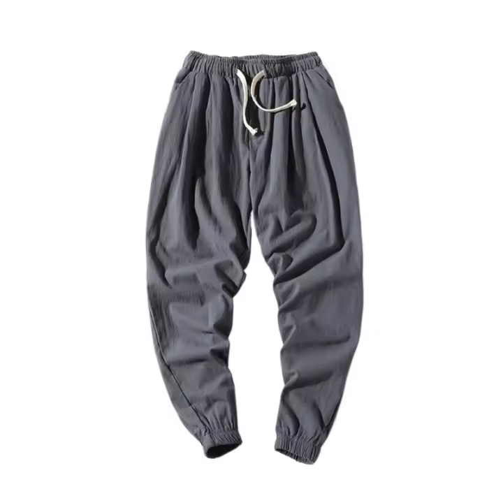 Pantalón de verano para hombre, fino, casual, versátil, 100% puro algodón hasta el tobillo. - 1