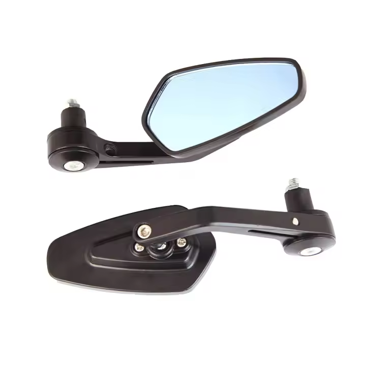 1 par 7/8quot; Espejos retrovisores laterales universales de aluminio con mango negro para motocicleta de 22mm - 1