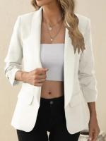 Blazer ajustado con solapa para mujer, color negro, Primavera - details 6