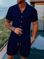 Traje informal a rayas para hombre, conjunto de dos piezas de alta calidad, talla estadounidense, Color sólido, moda de verano - details 11