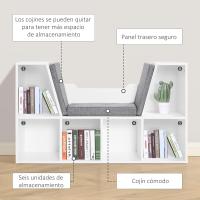 Librería con Asiento 6 Cubo Librería Original Infantil Zapatero con Cojín Estante con Banco Multiusos 102x30x61cm - details 6