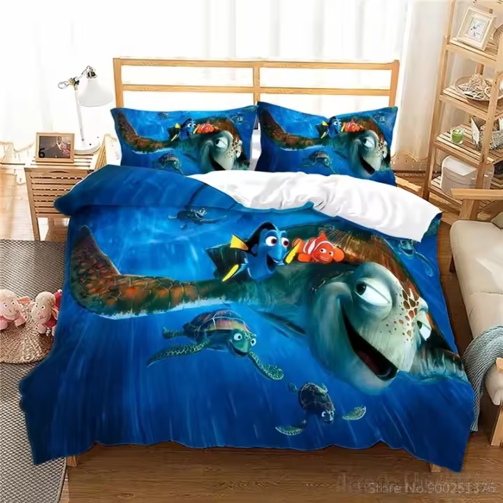 Juego de funda nórdica de dibujos animados para niños, edredón HD, ropa de cama, decoración de dormitorio, Finding Nemo Love - 1