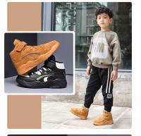 Zapatillas de deporte de cuero de alta calidad para niños, zapatos de baloncesto antideslizantes cómodos, zapatos de tenis deportivos informales para exteriores, zapatillas de deporte para niños, Invierno - details 11