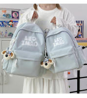 Mochila coreana simple de color sólido con alfabeto para estudiantes, mochila ligera de gran capacidad para viajes, mochila informal versátil - details 34