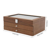 Caja para lápices, 34 ranuras, caja de almacenamiento con ventana de visualización, caja de madera, caja de portátiles (nogal) - details 1