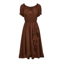 Nuevo vestido irregular retro europeo y americano, vestido con cordón medieval victoriano de manga corta con cuello de una palabra - details 7