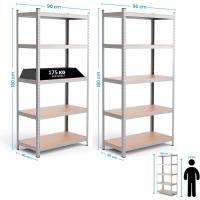 Estantería de Almacenamiento de Metal Galvanizado 180 x 90 x 40 cm 5 Baldos Ajustables - details 1