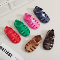 Sandalias con velcro para niños verano 2025 nuevo color sólido niños y niñas bolsa cabeza hueco suela suave bebé jalea sandalias - details 2