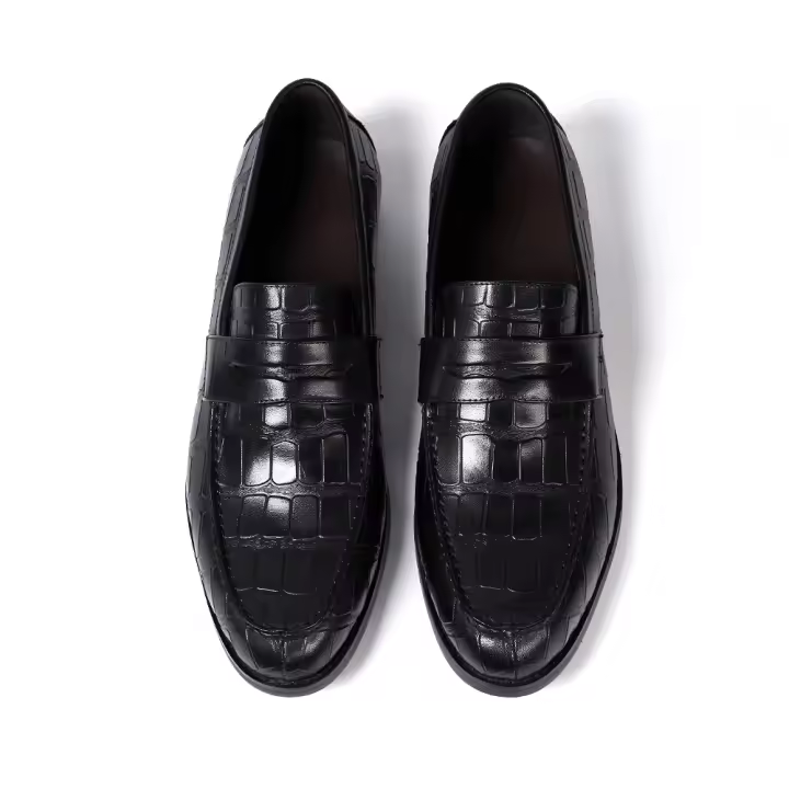 Mocasines de cuero con relieve de piedra para hombre de alta gama - 1