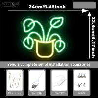 Letrero de neón LED con forma de florero para decoración de habitación, dormitorio, lámpara de noche de pared, luces de decoración para el hogar, luz de regalo alimentada por USB para niñas y niños, luces de corazón - details 0