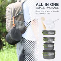 Batería de cocina portátil para camping, glamping, deportes al aire libre, multifuncional para 2-3 personas. - details 1
