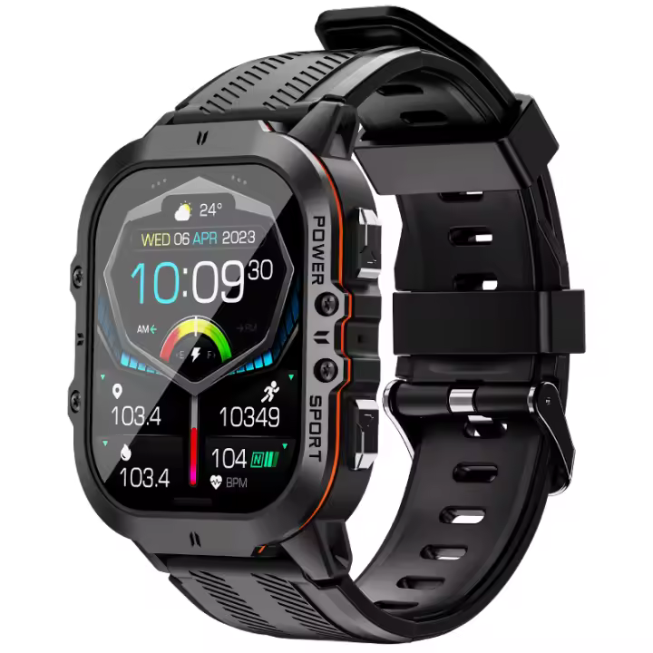 Reloj inteligente militar SANLEPUS para hombre, reloj inteligente con pantalla AMOLED de 1,96 ", resolución 410*502, llamadas Bluetooth, notificaciones, - 1