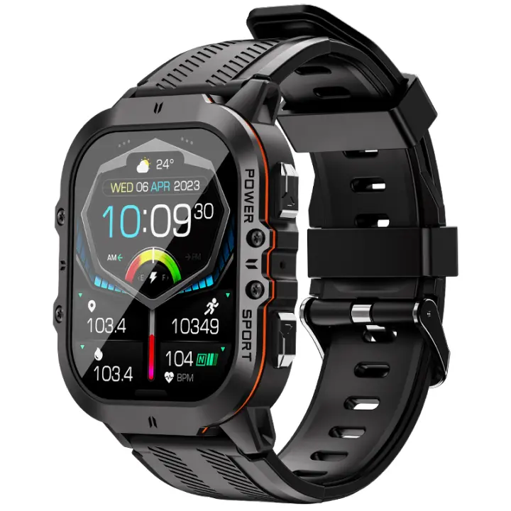 Reloj inteligente militar SANLEPUS para hombre, reloj inteligente con pantalla AMOLED de 1,96 ", resolución 410*502, llamadas Bluetooth, notificaciones, - 1