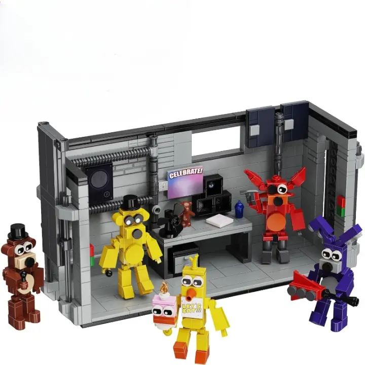Juego de bloques de construcción de figuras de acción de sala de seguridad de cinco noches, monstruo 5 en 1 con juguetes de juego de terror de escenario, adecuado para fanáticos, niños y niñas, escenario de Halloween (545 piezas) - 1