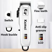 Kemei-recortadora eléctrica profesional, cortadora de pelo inalámbrica, recargable por USB, con pantalla LCD, para barbero - details 7