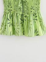 Conjunto casual de moda para mujer Camisa con volantes Top + Pantalones de pierna ancha - details 5