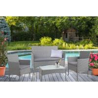 Muebles de jardín de Resina Trenzada Negra - 4 Asientos: 1 sofá, 2 sillones, 1 Mesa de Centro - Cojines Beige con - details 10