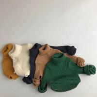 Suéteres de invierno para niños y niñas, jersey corto a cuadros liso, prendas de punto de cuello alto, ropa para niños - details 5