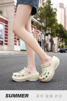 Zapatos perforados de suela gruesa para mujer, zapatos de jardín huecos transpirables, sandalias luminosas DIY para vadear el agua de verano - details 11