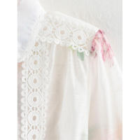 OUWU- Vestido De Mujer De Manga Larga Con Cuello Peter Pan, Detalles De Encaje Con Estampado Floral Y Cinturón Para Un Look Elegante Y Moldeado - details 5