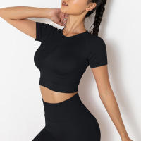 Hamidou-camisetas deportivas de Yoga para mujer, Tops sexys sin costuras para gimnasio, camiseta para correr, camisetas de Fitness - details 13