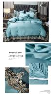 Conjunto de cuatro piezas de encaje lateral grande, falda de cama de seda de hielo lavada, colcha blanca, estilo princesa - details 16