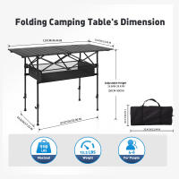 Mesa de Camping Nesmova Ajustable y Plegable Portátil de Aluminio para Picnics Indoor y Outdoor - details 4