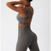 Sujetador a prueba de golpes para mujer con parte de atrás bonita, ropa deportiva para gimnasio y correr, chaleco Fiess, Top con correa Irregular, Material de nailon - details 10