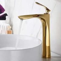 Grifo de baño Grifo mezclador de lavabo de una sola manija de latón cromado dorado Grifos de fregadero frío y caliente montados en cubierta - details 1