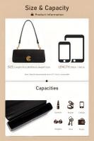 Bolso bandolera de cuero genuino para mujer - Bolso negro minimalista elegante con correa ajustable, cierre magnético y cierre dorado, bolso versátil para el día a día para atuendos informales o formales, bolso bandolera, accesorio elegante para mujer - details 0
