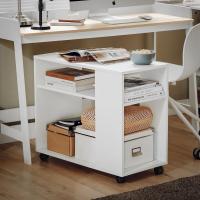 Mesa Auxiliar con 2 Estantes Consola Mesita de Noche con Ruedas Mesa Blanca Mesita 70 x 35 x 60 cm FBT34-W ES - details 1