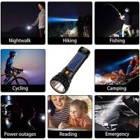 Linterna solar recargable multifuncional, LED de 1000 lm, luz estroboscópica de emergencia, batería de 1200 mAh, alimentación de emergencia, cable de carga USB, carga rápida (2 unidades) - details 4