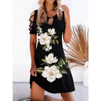 Vestido estampado de verano para mujer, vestidos de manga corta - details 3