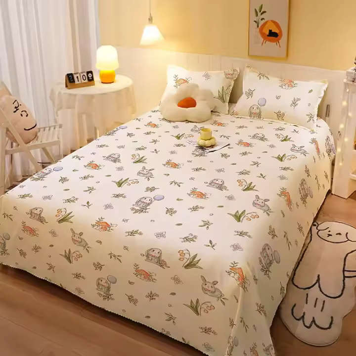 Sábana de Cama Doble Pieza Única para Dormitorio Estudiantil Tela de Algodón Liso de 1.0 Meterio - 1
