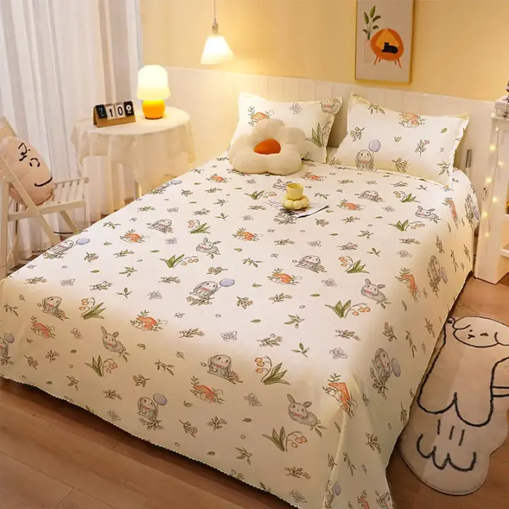 Sábana de Cama Doble Pieza Única para Dormitorio Estudiantil Tela de Algodón Liso de 1.0 Meterio - 1