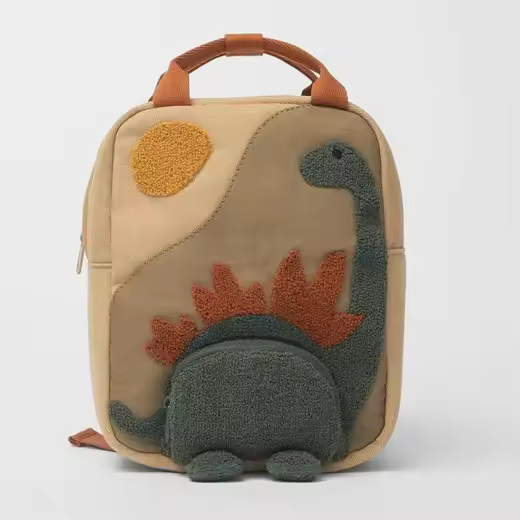 Mochila de Niños Bordada de Dinosaurio Bolsa de Escuela de Lona para Niños y Niñas - 1